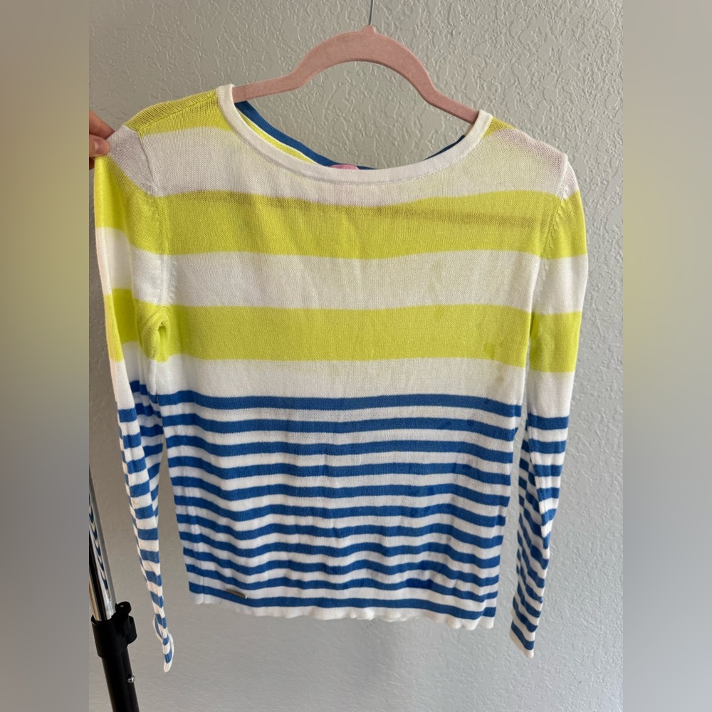 Lilly Pulitzer Blue and Yellow Sweater with Colorblock Design